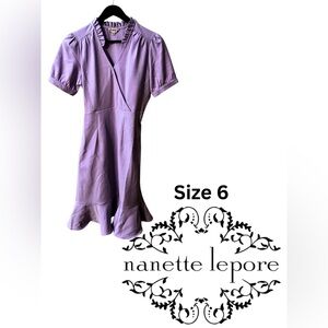 NWT Nanette Lepore Lavender Knee Length Belted Dress Size 6